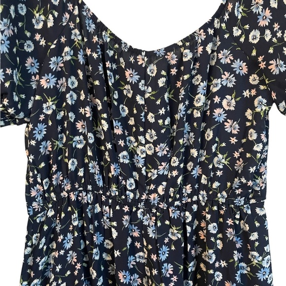 Nordstrom Rack Rowa Blue Floral Print Short Sleeve Casual Event Maxi Dress Small - Picture 6 of 10